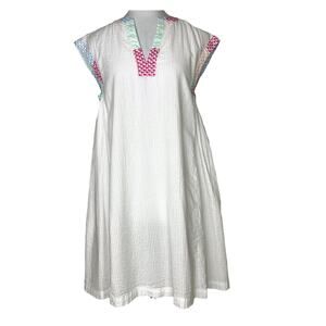 Vineyard Vines Cotton White Shift Dress Womens Size XS  4/6 preppy short sleeve
